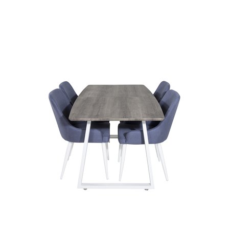 Inca Extentiontable - grey "oak"  / white Legs, Plaza Dining Chair - White Legs - Blue Fabric_4