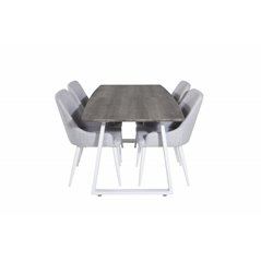 Inca Extentiontable - grey "oak"  / white Legs, Plaza Dining chair - White legs - Light  Grey Fabric_4