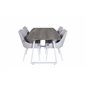 Inca Extentiontable - grey "oak"  / white Legs, Plaza Dining chair - White legs - Light  Grey Fabric_4