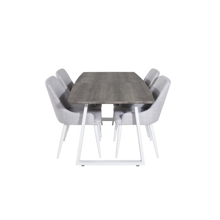 Inca Extentiontable - grey "oak"  / white Legs, Plaza Dining chair - White legs - Light  Grey Fabric_4