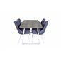 Inca Extentiontable - grey "oak"  / white Legs, Velvet Deluxe Dining Chair - White Legs - Blue Fabric_4