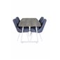 Inca Extentiontable - grey "oak"  / white Legs, Velvet Deluxe Dining Chair - White Legs - Blue Fabric_4