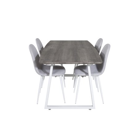 Inca Extentiontable - grey "oak"  / white Legs, Polar Dining Chair - White Legs - Light Grey Fabric_4