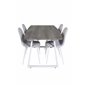 Inca Extentiontable - grey "oak"  / white Legs, Polar Dining Chair - White Legs - Light Grey Fabric_4