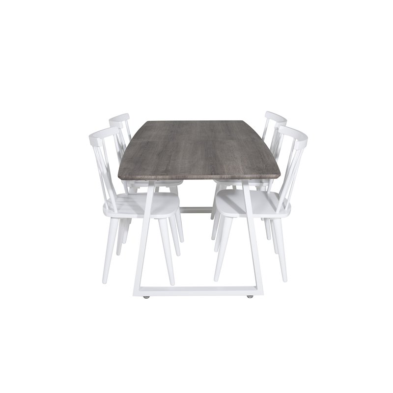 Inca Extentiontable - grey "oak"  / white Legs, Mariannelund Windsor Chair - White_4