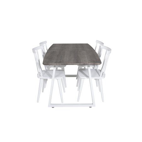 Inca Extentiontable - grey "oak"  / white Legs, Mariannelund Windsor Chair - White_4