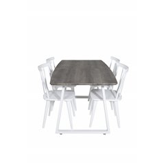 Inca Extentiontable - grey "oak"  / white Legs, Mariannelund Windsor Chair - White_4