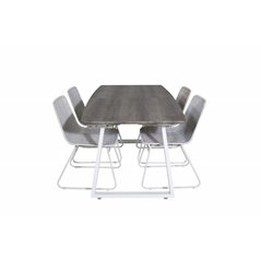 Inca Extentiontable - grey "oak"  / white Legs, Cirebon Dining Chair - White Wash_4