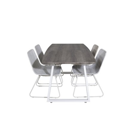 Inca Extentiontable - grey "oak"  / white Legs, Cirebon Dining Chair - White Wash_4