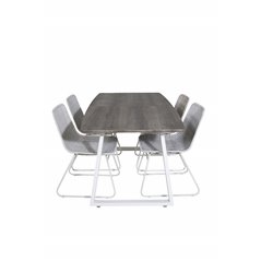 Inca Extentiontable - grey "oak"  / white Legs, Cirebon Dining Chair - White Wash_4