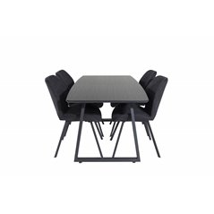 Inca Extentiontable - Black top / black Legs, Gemma  Dining Chair - Black Legs - Black Fabric_4