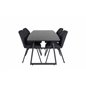 Inca Extentiontable - Black top / black Legs, Gemma  Dining Chair - Black Legs - Black Fabric_4