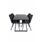 Inca Extentiontable - Black top / black Legs, Gemma  Dining Chair - Black Legs - Black Fabric_4