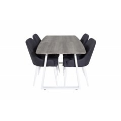 Inca Extentiontable - grey "oak"  / white Legs, Plaza Dining Chair - White Legs - Black Fabric_4