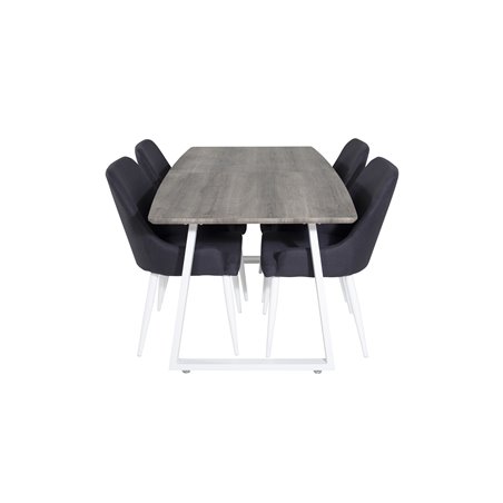 Inca Extentiontable - grey "oak"  / white Legs, Plaza Dining Chair - White Legs - Black Fabric_4