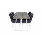 Inca Extentiontable - grey "oak"  / white Legs, Plaza Dining Chair - White Legs - Black Fabric_4