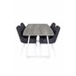 Inca Extentiontable - grey "oak"  / white Legs, Plaza Dining Chair - White Legs - Black Fabric_4