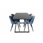 Inca Extentiontable - Musta toppi / mustat jalat, Velvet ruokatuoli - Blue / musta_4