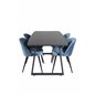 Inca Extentiontable - Musta toppi / mustat jalat, Velvet ruokatuoli - Blue / musta_4