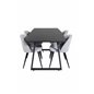 Inca Extentiontable - Black top / black Legs, Velvet Dining Chair Corduroy - Light Grey / Black_4