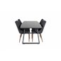 Inca Extentiontable - Black top / black Legs, Leone Dining Chair - Walnut legs - Black Fabric_4