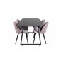 Inca Extentiontable - Musta toppi / mustat jalat, Velvet ruokatuoli - Pink / musta_4