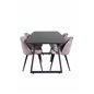 Inca Extentiontable - Black top / black Legs, Velvet Dining Chair - Pink / Black_4