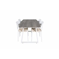 Inca Extentiontable - grey "oak"  / white Legs, Polly Dining Chair - Nature / White_4