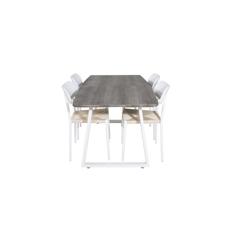 Inca Extentiontable - grey "oak"  / white Legs, Polly Dining Chair - Nature / White_4