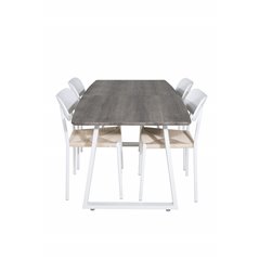 Inca Extentiontable - grey "oak"  / white Legs, Polly Dining Chair - Nature / White_4