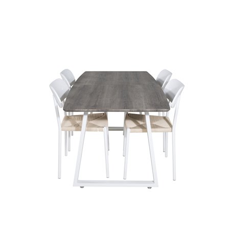 Inca Extentiontable - grey "oak"  / white Legs, Polly Dining Chair - Nature / White_4