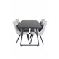 Inca Extentiontable - Black top / black Legs, Velvet Deluxe Dining Chair - Light Grey / Black_4