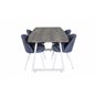 Inca Extentiontable - grey "oak"  / white Legs, Velvet Dining Chiar - White  legs - Blue Fabric_4