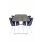 Inca Extentiontable - harmaa "tammi" / valkoinen Jalat, Velvet Dining Chiar - Valkoiset jalat - Blue Kangas_4