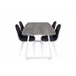 Inca Extentiontable - grey "oak"  / white Legs, Polar Dining Chair - White Legs - Black Fabric_4