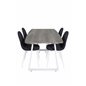 Inca Extentiontable - grey "oak"  / white Legs, Polar Dining Chair - White Legs - Black Fabric_4