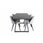 Inca Extentiontable - Black top / black Legs, Velvet Dining Chair - Light Grey / Black_4