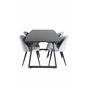 Inca Extentiontable - Black top / black Legs, Velvet Dining Chair - Light Grey / Black_4