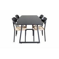 Inca Extentiontable - Black top / black Legs, Polly Dining Chair - Nature / Black_4