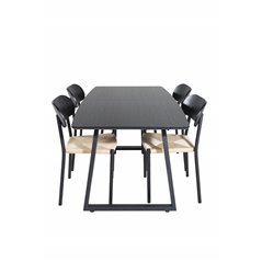 Inca Extentiontable - Black top / black Legs, Polly Dining Chair - Nature / Black_4