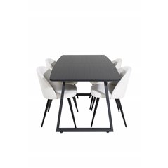 Inca Extentiontable - Black top / black Legs, Velvet Dining Chair Corduroy - Beige / Black_4