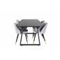 Inca Extentiontable - Black top / black Legs, Velvet Dining Chair Brass - Light Grey / Black_4