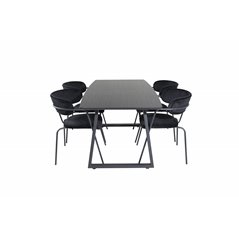 Inca Extentiontable - Black top / black Legs, Arrow armchair - Black Legs - Black Velvet_4