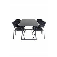 Inca Extentiontable - Black top / black Legs, Arrow armchair - Black Legs - Black Velvet_4