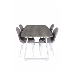 Inca Extentiontable - grey "oak"  / white Legs, Polar Dining Chair - Grey / White_4