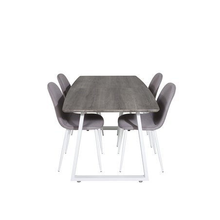 Inca Extentiontable - grey "oak"  / white Legs, Polar Dining Chair - Grey / White_4