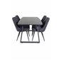 Inca Extentiontable - Black top / black Legs, Velvet Deluxe Dining Chair - Black Legs - Black Fabric_4