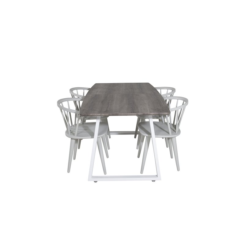 Inca Extentiontable - grey "oak"  / white Legs, Bullerbyn Windsor Dining Chair - Grey_4