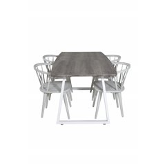 Inca Extentiontable - grey "oak"  / white Legs, Bullerbyn Windsor Dining Chair - Grey_4