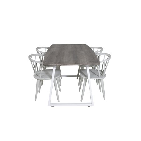 Inca Extentiontable - harmaa "tammi" / valkoinen Jalat, Bullerbyn Windsor ruokapöydän tuoli - Grey_4